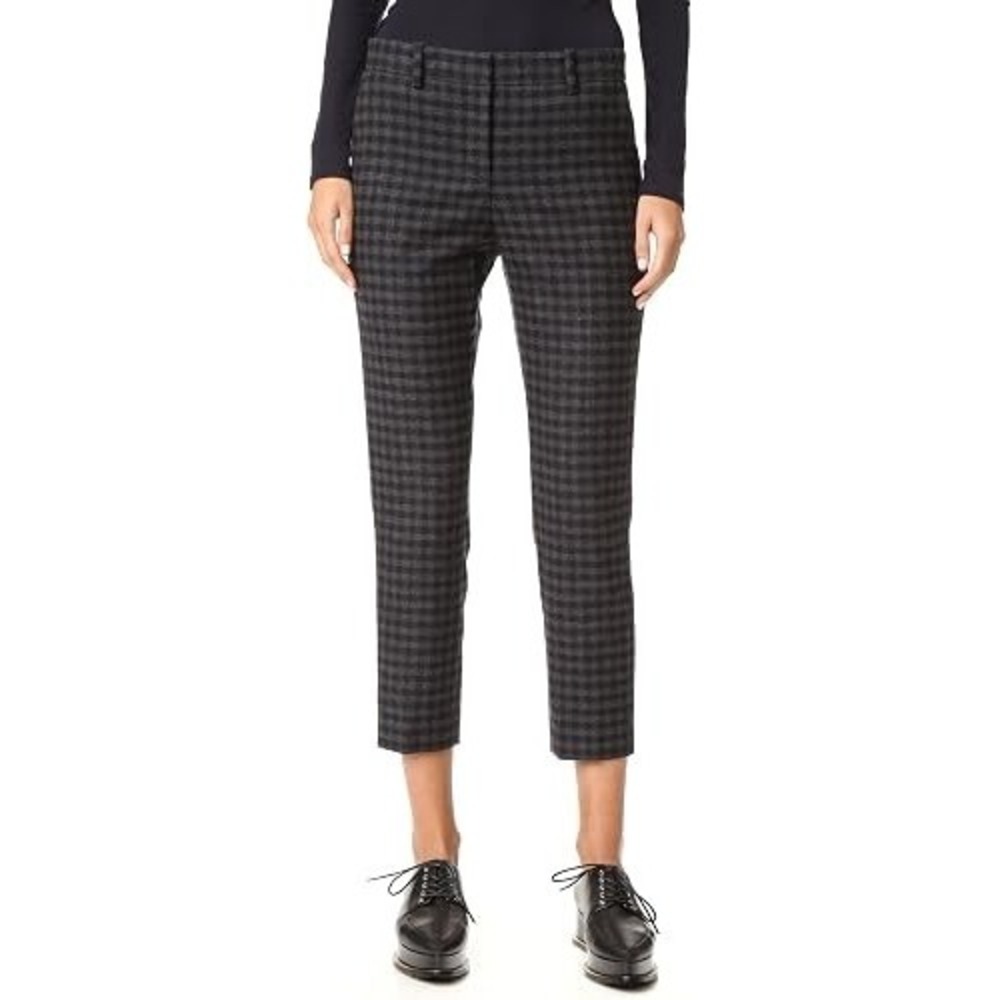 Theory Treeca 2 Brisk Pants in Grey Black Check Wool Cashmere Women 6 $295 NWOT